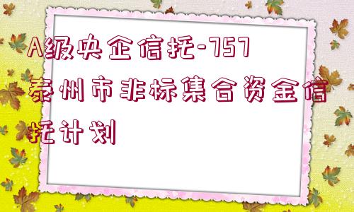 A級央企信托-757泰州市非標(biāo)集合資金信托計劃