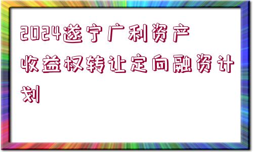 2024遂寧廣利資產(chǎn)收益權(quán)轉(zhuǎn)讓定向融資計(jì)劃