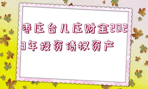 棗莊臺兒莊財(cái)金2023年投資債權(quán)資產(chǎn)