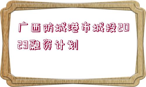 廣西防城港市城投2023融資計劃