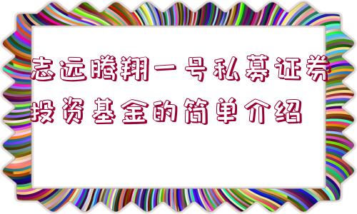 志遠騰翔一號私募證券投資基金的簡單介紹