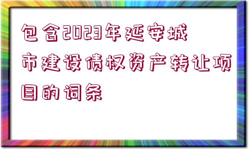 包含2023年延安城市建設債權資產(chǎn)轉讓項目的詞條