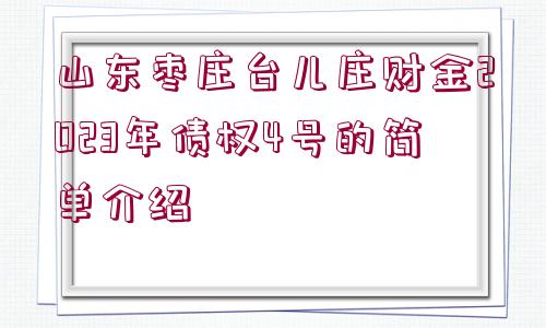 山東棗莊臺(tái)兒莊財(cái)金2023年債權(quán)4號(hào)的簡(jiǎn)單介紹