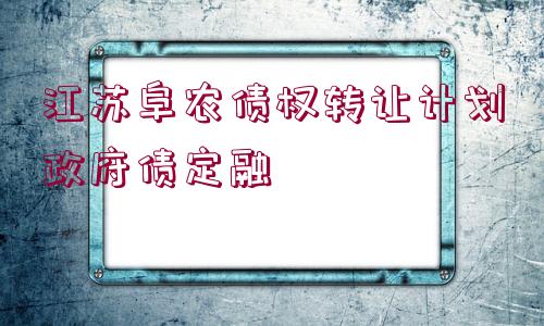 江蘇阜農(nóng)債權(quán)轉(zhuǎn)讓計(jì)劃政府債定融