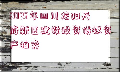 2023年四川龍陽天府新區(qū)建設(shè)投資債權(quán)資產(chǎn)拍賣