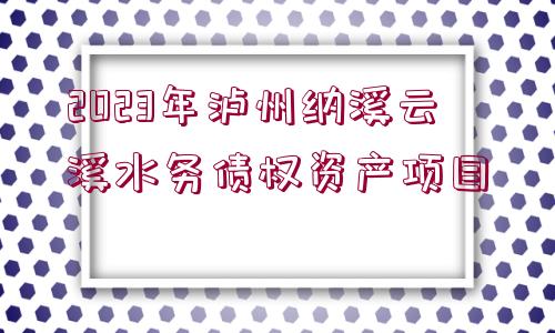 2023年瀘州納溪云溪水務(wù)債權(quán)資產(chǎn)項目