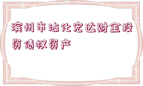 濱州市沾化宏達(dá)財(cái)金投資債權(quán)資產(chǎn)