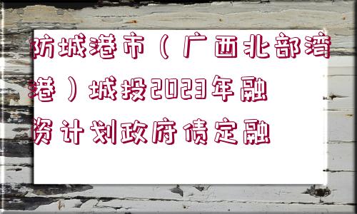 防城港市（廣西北部灣港）城投2023年融資計(jì)劃政府債定融