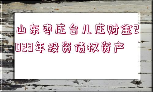 山東棗莊臺兒莊財金2023年投資債權(quán)資產(chǎn)