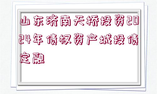 山東濟(jì)南天橋投資2024年債權(quán)資產(chǎn)城投債定融