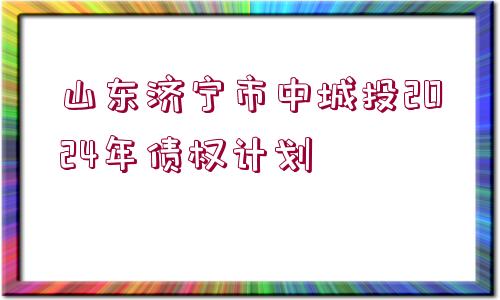 山東濟(jì)寧市中城投2024年債權(quán)計(jì)劃