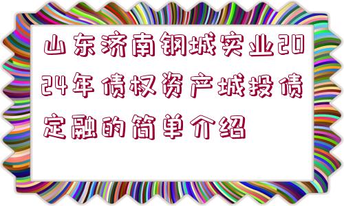 山東濟(jì)南鋼城實(shí)業(yè)2024年債權(quán)資產(chǎn)城投債定融的簡單介紹