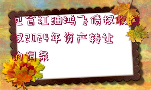 包含江油鴻飛債權(quán)收益權(quán)2024年資產(chǎn)轉(zhuǎn)讓的詞條