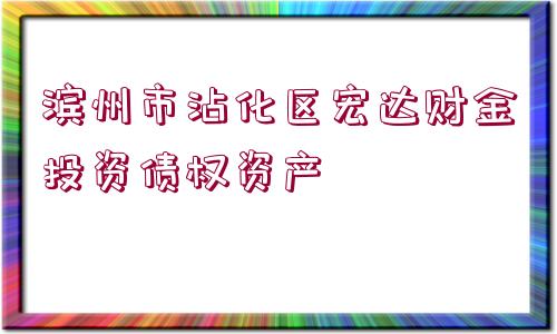 濱州市沾化區(qū)宏達財金投資債權資產(chǎn)