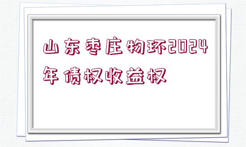 山東棗莊物環(huán)2024年債權(quán)收益權(quán)