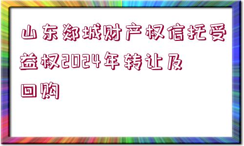 山東郯城財(cái)產(chǎn)權(quán)信托受益權(quán)2024年轉(zhuǎn)讓及回購(gòu)