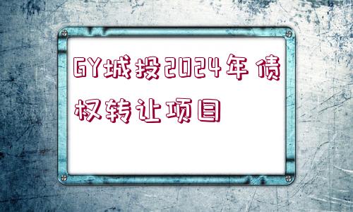 GY城投2024年債權(quán)轉(zhuǎn)讓項(xiàng)目