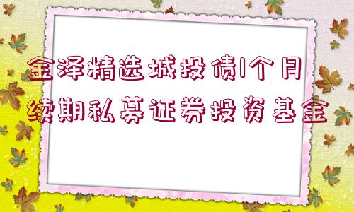 金澤精選城投債1個(gè)月續(xù)期私募證券投資基金