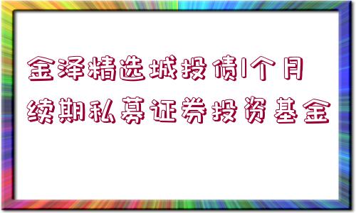 金澤精選城投債1個月續(xù)期私募證券投資基金