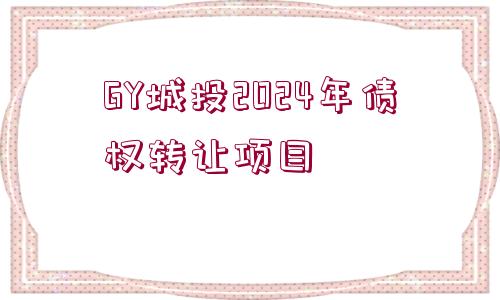 GY城投2024年債權(quán)轉(zhuǎn)讓項(xiàng)目