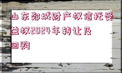 山東郯城財(cái)產(chǎn)權(quán)信托受益權(quán)2024年轉(zhuǎn)讓及回購(gòu)