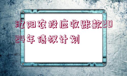 汝陽農(nóng)投應收賬款2024年債權計劃