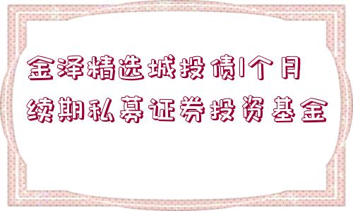 金澤精選城投債1個月續(xù)期私募證券投資基金