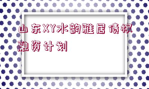 山東XY水韻雅居債權(quán)融資計劃