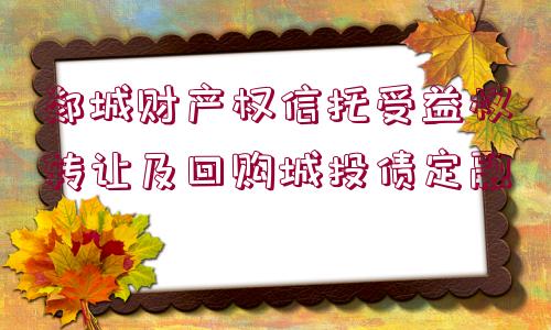 郯城財產權信托受益權轉讓及回購城投債定融