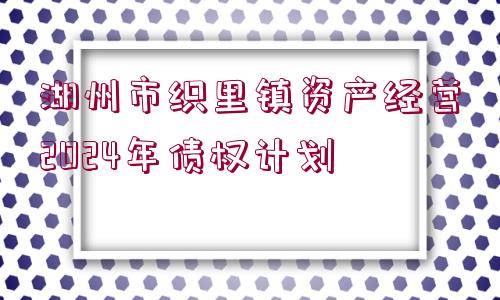 湖州市織里鎮(zhèn)資產(chǎn)經(jīng)營2024年債權(quán)計(jì)劃