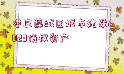 棗莊薛城區(qū)城市建設(shè)2023債權(quán)資產(chǎn)