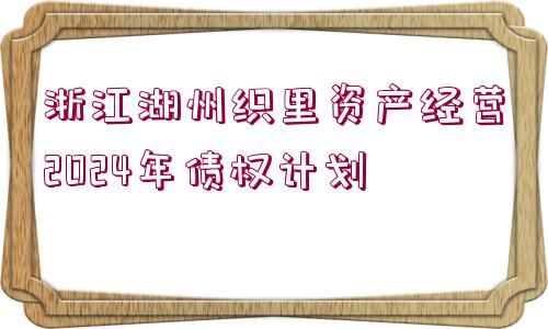 浙江湖州織里資產(chǎn)經(jīng)營2024年債權(quán)計(jì)劃