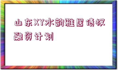 山東XY水韻雅居債權(quán)融資計劃