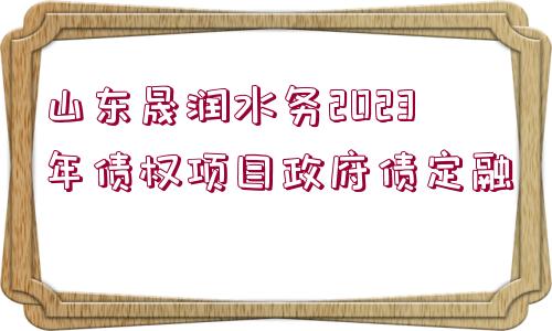 山東晟潤水務(wù)2023年債權(quán)項(xiàng)目政府債定融