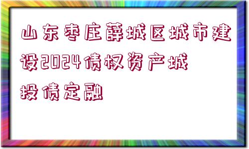 山東棗莊薛城區(qū)城市建設(shè)2024債權(quán)資產(chǎn)城投債定融