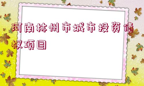 河南林州市城市投資債權項目