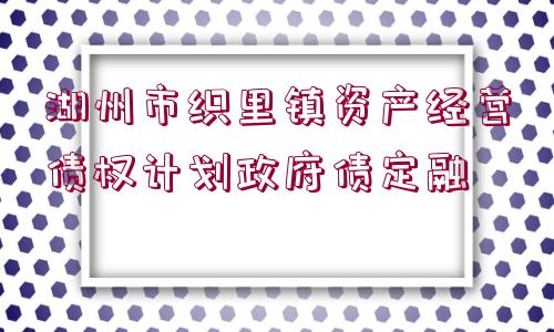 湖州市織里鎮(zhèn)資產(chǎn)經(jīng)營債權(quán)計劃政府債定融