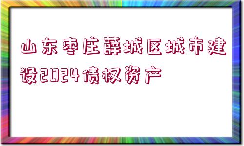 山東棗莊薛城區(qū)城市建設(shè)2024債權(quán)資產(chǎn)