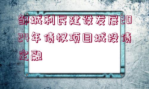 鄒城利民建設(shè)發(fā)展2024年債權(quán)項(xiàng)目城投債定融