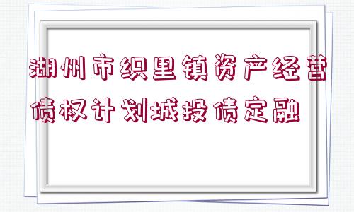 湖州市織里鎮(zhèn)資產(chǎn)經(jīng)營債權(quán)計(jì)劃城投債定融