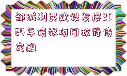 鄒城利民建設發(fā)展2024年債權項目政府債定融