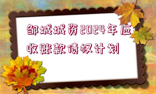 鄒城城資2024年應(yīng)收賬款債權(quán)計(jì)劃