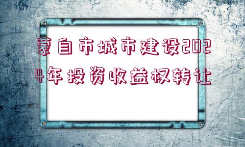 蒙自市城市建設(shè)2024年投資收益權(quán)轉(zhuǎn)讓