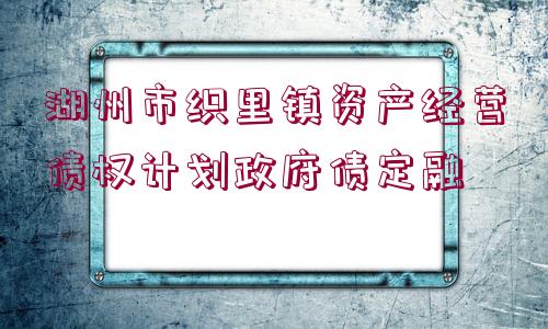 湖州市織里鎮(zhèn)資產(chǎn)經(jīng)營(yíng)債權(quán)計(jì)劃政府債定融