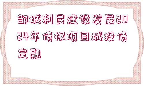 鄒城利民建設(shè)發(fā)展2024年債權(quán)項(xiàng)目城投債定融