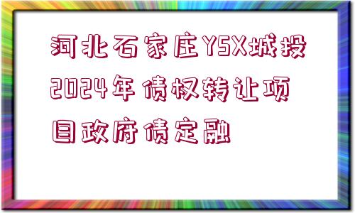 河北石家莊YSX城投2024年債權轉讓項目政府債定融