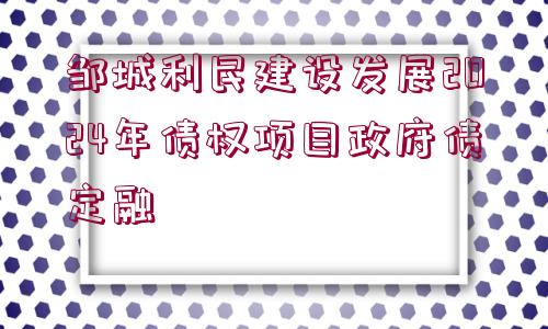 鄒城利民建設(shè)發(fā)展2024年債權(quán)項目政府債定融