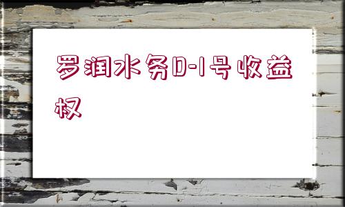 羅潤水務(wù)D-1號(hào)收益權(quán)