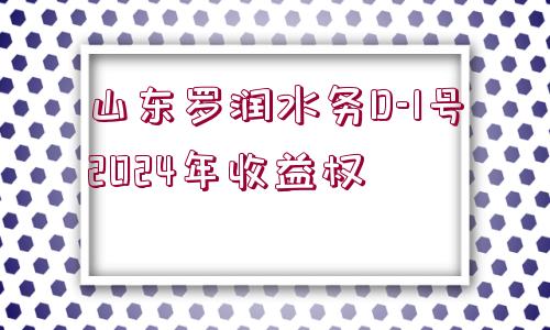 山東羅潤水務(wù)D-1號2024年收益權(quán)