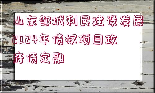 山東鄒城利民建設(shè)發(fā)展2024年債權(quán)項目政府債定融